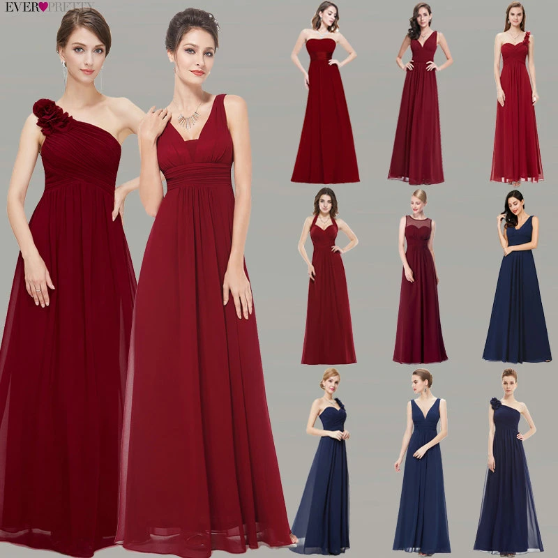 Vestidos de dama honor, color burdeos, siempre bonitos, para mujer, línea A, baratos, 2020, gasa azul real, vestidos largos de dama de honor para fiesta de boda|Vestidos para dama de honor| -