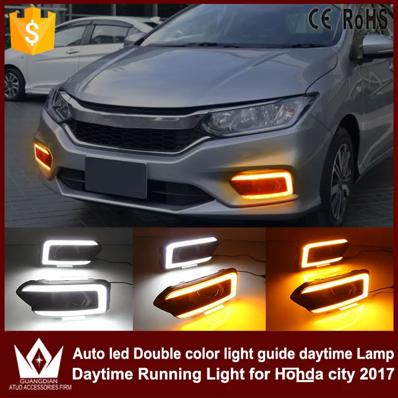

Tcart auto led daytime running for honda city 2017 car drl with yellow turn signal light fog lights for cars