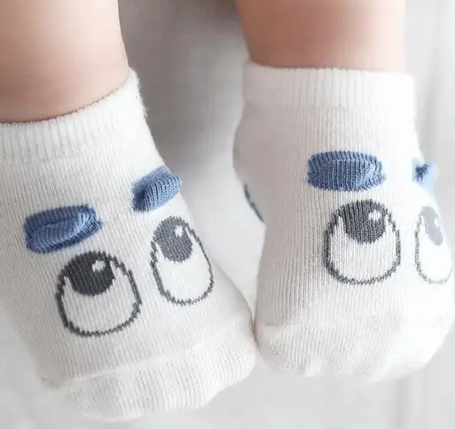 Новые носки для маленьких мальчиков милые Chaussettes Enfant короткие детские носки хлопковые носки для новорожденных Meia Infantil нескользящие носки для младенцев - Цвет: green eye