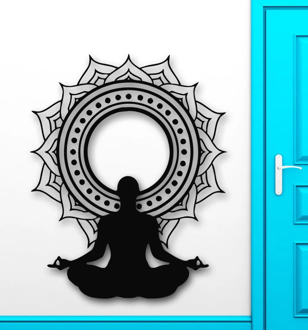 

Настенные Стикеры, домашний декор, Виниловая наклейка для гостиной, буддистская медитация, Йога, мантра, мандала, украшение для спальни, художественная роспись LA054