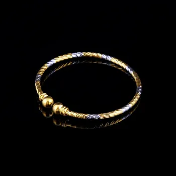 

Sky talent bao Top Quality Pretty Lady Yellow/White two-tone Gold GF Bangle Lover Jewelry Algeria Fiji Metal Bracelet