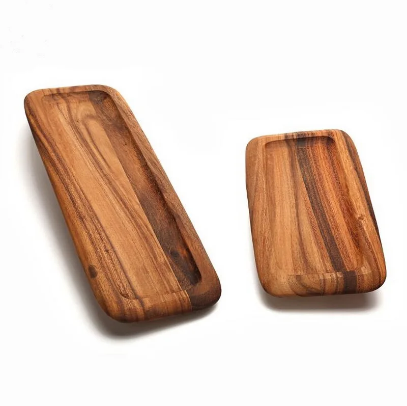 Creative Japanese square kitchen wooden tray acacia fruit cake tray