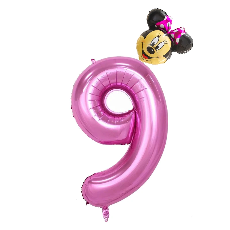 40-дюймовый светодиод номер Микки фольги Воздушные шары розовое цвета: золотистый, серебристый розового и черного цветов цифры для 1st От 2 до 5 лет День рождения украшения - Цвет: Сливовый