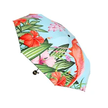 Зонтик с рисунком Фламинго 8 костей прочный черный пластиковый Зонт Солнечный зонт с защитой от ультрафиолета для защиты от дождя от солнца