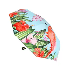 Зонтик с рисунком Фламинго 8 костей прочный черный пластиковый Зонт Солнечный зонт с защитой от ультрафиолета для защиты от дождя от солнца