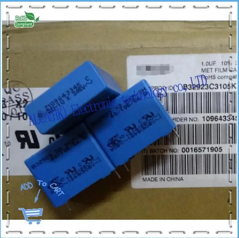 

B32923 X2 safety film capacitor 1UF 305VAC 105 P22.5MM .