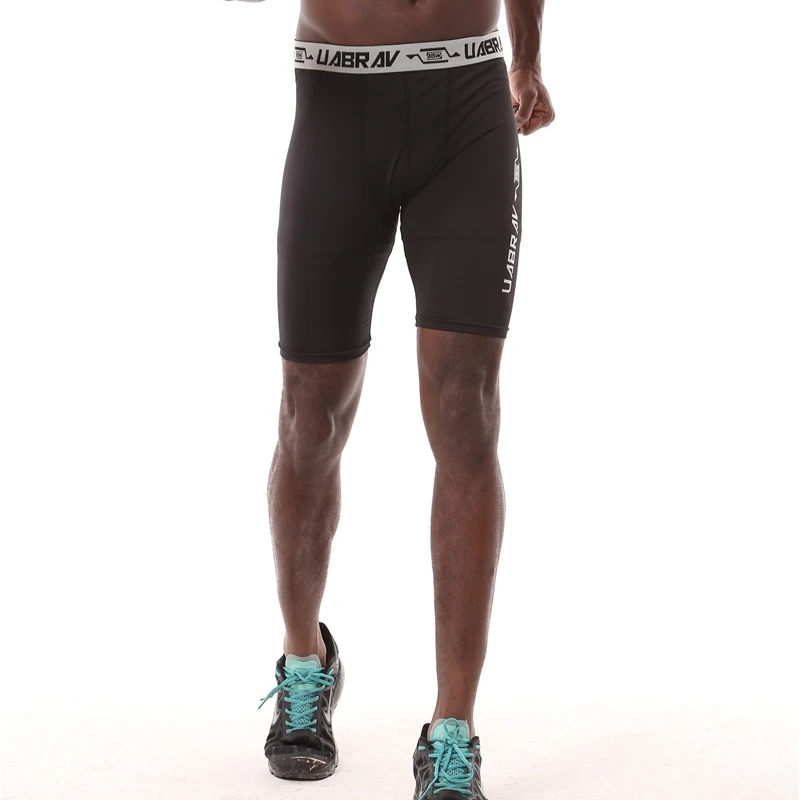 Мужские компрессионные трико для фитнеса, тренировочные брюки, высокие эластичные штаны, спортивные штаны для спортзала, бега на открытом воздухе, спортивные шорты - Цвет: Черный
