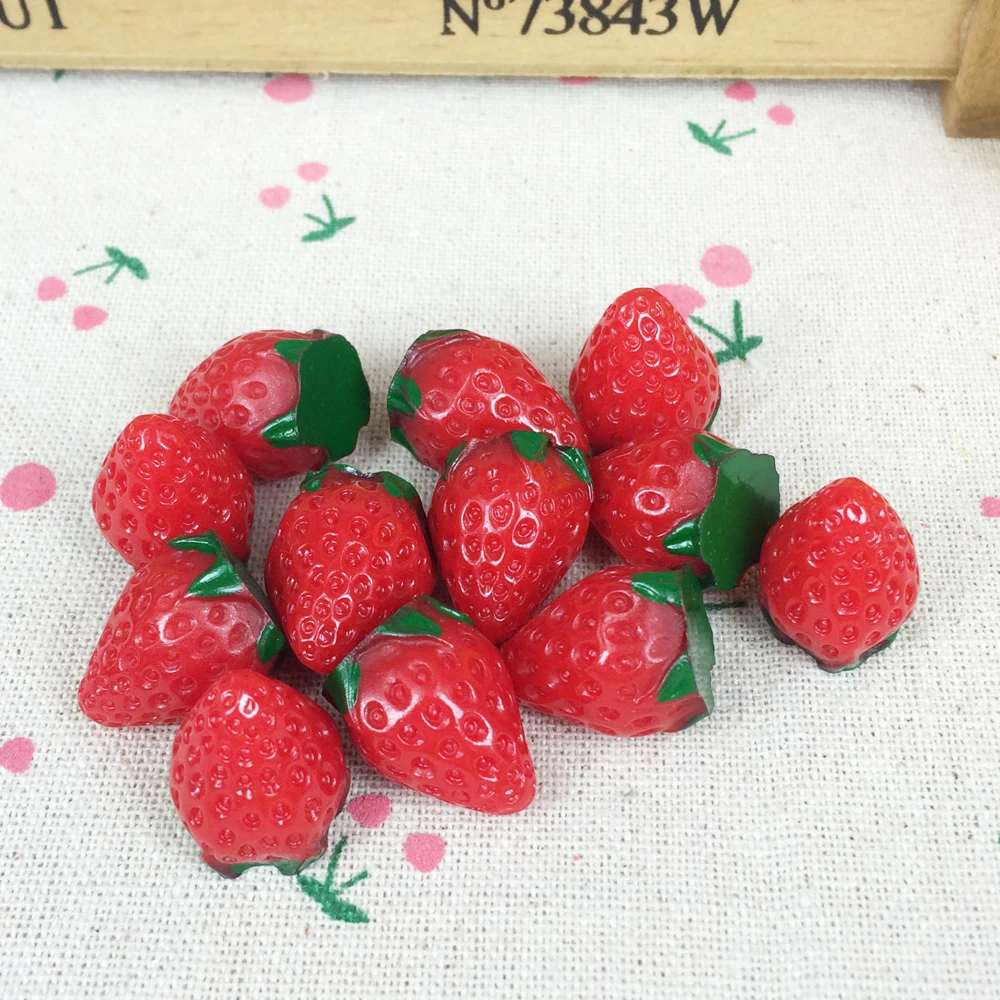 

10Pieces Flat Back Resin Cabochon Strawberry DIY Flatback Embellishment Accessories Scrapbooking Decoration Crafts Charm:20mm