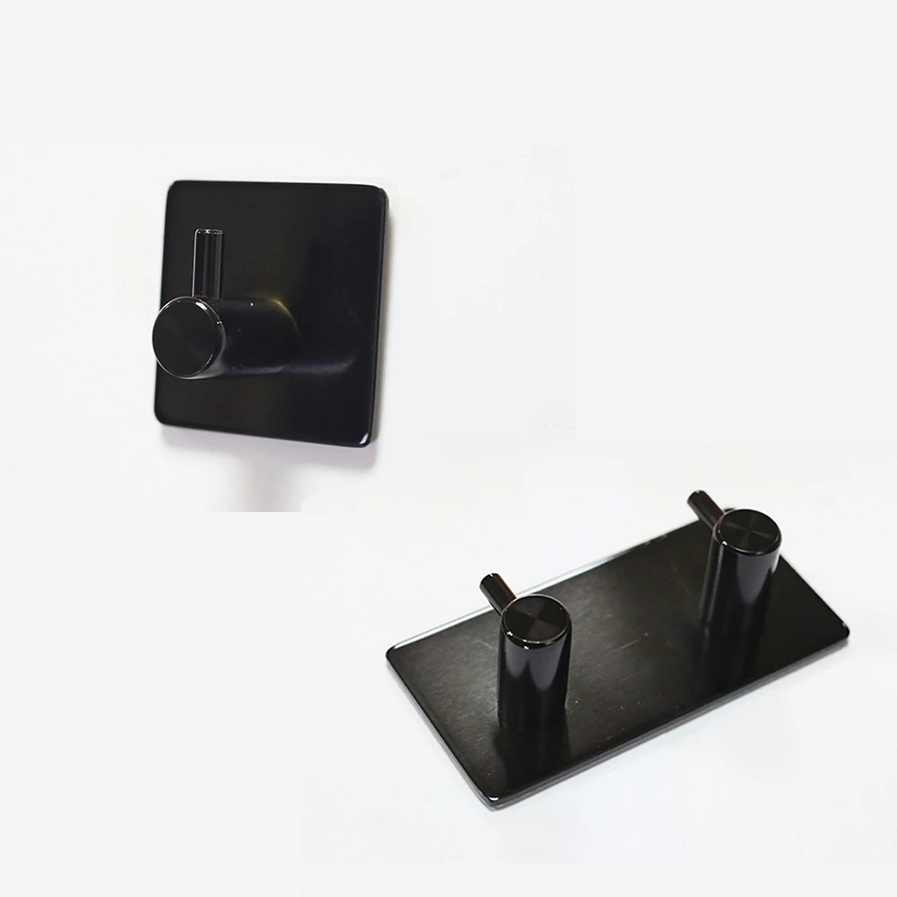 

Creative 1 Pc Stainless Steel 3M Self Adhesive Hooks Key Rack Kitchen Towel Hanger Wall Mount Black Multi-Purpose Hooks Storage