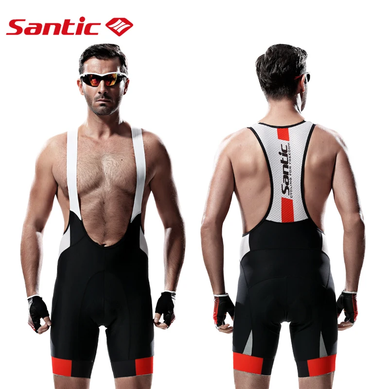 Santic Men Cycling Bib Shorts MTB Padded Breathable Mesh Mountain Road Bicycle Bike Short Cycling Bib Short mtb Ciclismo