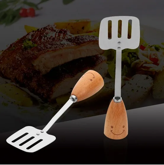 

1PC New Hot Sale Smile Face Handle Pizza Turner Creative Kitchen Tools Japanese Style Stainless Steel Spatula KX 227