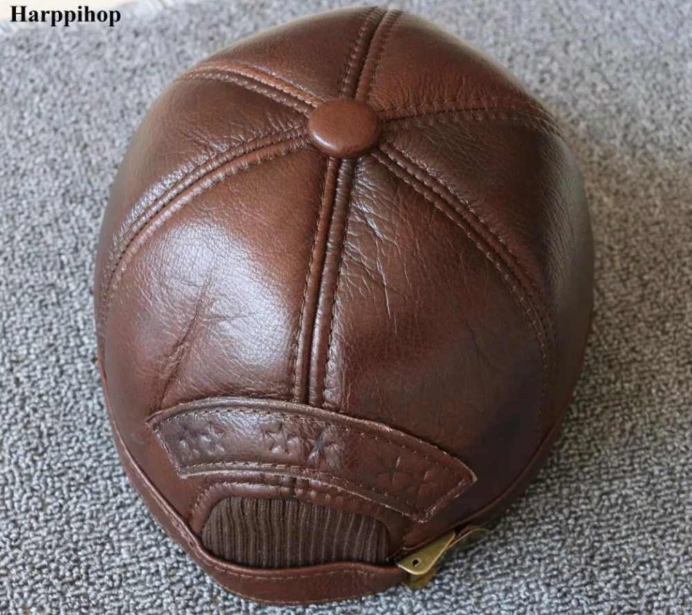 Billig Echtes leder männer baseball kappe hut hohe qualität männer echte leder erwachsene feste einstellbare hüte caps