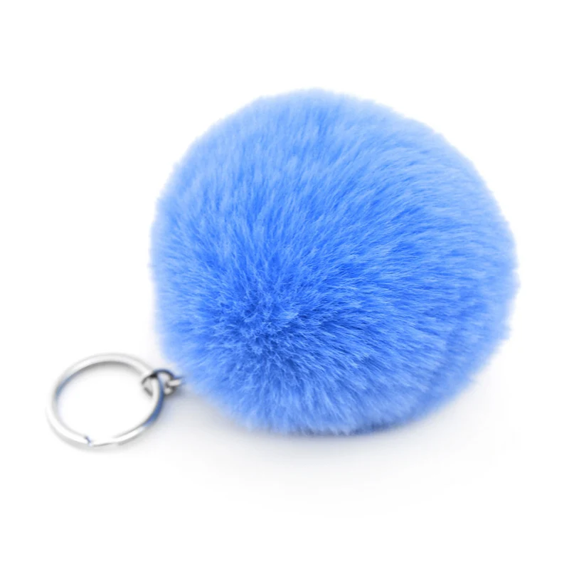 8 см пушистый искусственный Рекс кролик мех мяч помпон брелок женская сумка талисманы человек брелок заяц брелок-игрушка подарок на свадьбу - Цвет: Light Blue