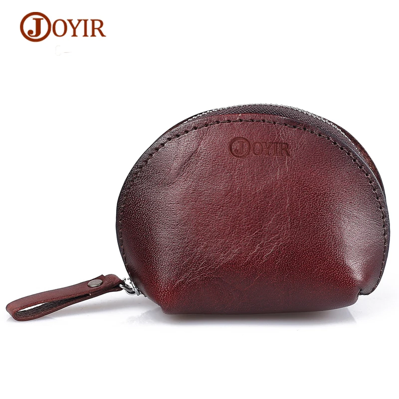 JOYIR Genuine Leather Coin Purse Leather Zipper Coin Pouch Men Women