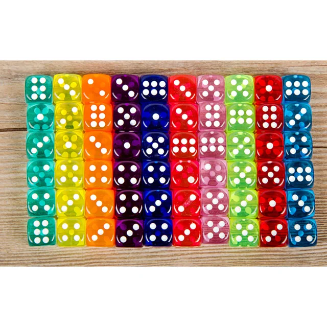 10 colores, 10 unids/lote juego de dados, acrílico transparente de alta calidad, dados de 6 caras para juegos de Club/fiesta/familia envío gratis 10 colores, 10 unids/lote juego de dados, acrílico transparente de alta calidad, dados de 6 caras para juegos de Club/fiesta/familia envío gratis