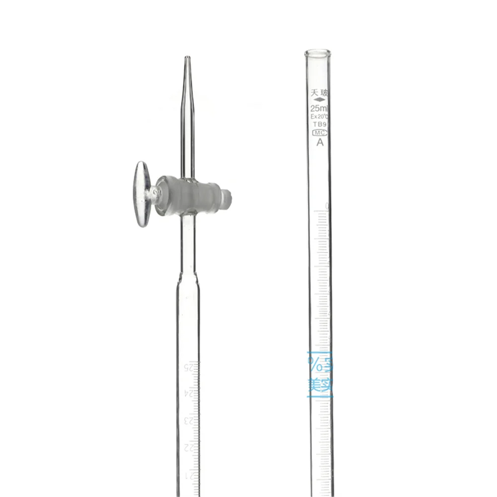 25ml Transparence Buret Acid Burette with Glass Stopcock with scales