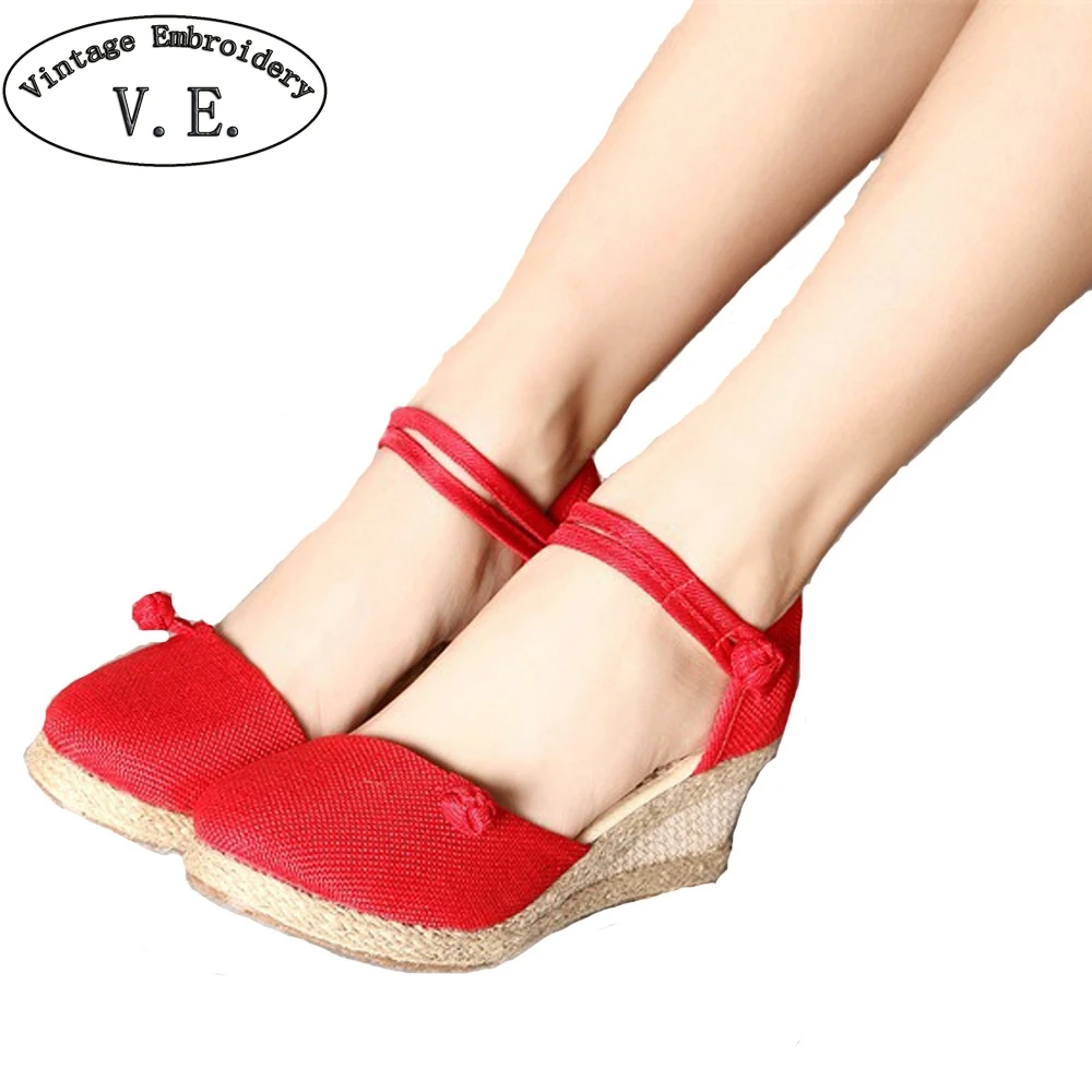 2018 Women Pump Casual Linen Canvas Wedge Sandals Summer Solid Color Close Toe Ankle Strap Med Heel Ladies Platform Shoes 2018 Women Pump Casual Linen Canvas Wedge Sandals Summer Solid Color Close Toe Ankle Strap Med Heel Ladies Platform Shoes