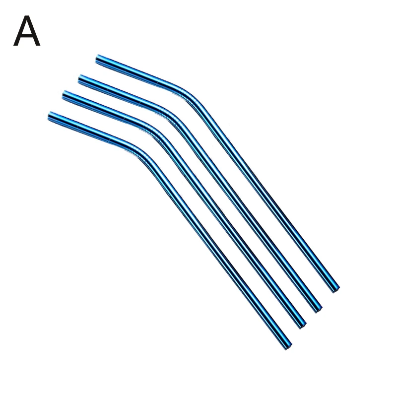 4 шт красочные соломинки из нержавеющей стали прямой и изогнутый многоразовый фильтр с кисточкой DIY Чай Кофе Инструменты - Цвет: Bent