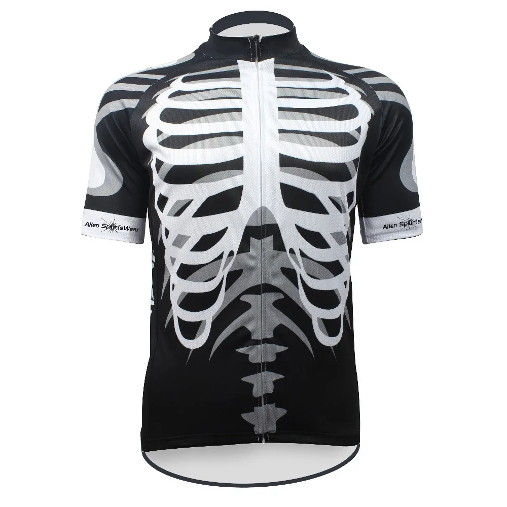 Short Sleeve Men's Skeleton Cycling Jersey MTB Bike Tops Breathable Riding Shirt 