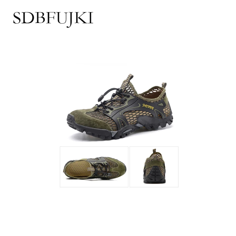 SDBFUJKI модные Для мужчин водонепроницаемая обувь Открытый Пеший Туризм обувь Повседневная дышащая обувь сетки обувь спортивная обувь Нескользящая обувь - Цвет: Небесно-голубой