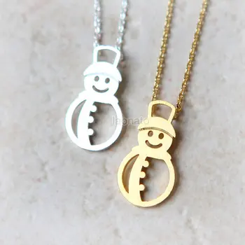 

Cute Snowman Necklace Lovely Funny Winter Festive Figure Snow Man Jack Frost Necklaces for Christmas Holiday Kid Gifts