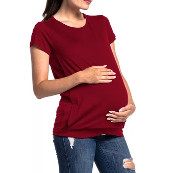 

Maternity Round Neck Short Sleeve Tshirt Pregnant Nursing Tees Breastfeeding T-Shirt Scoop Women Nursing Tops