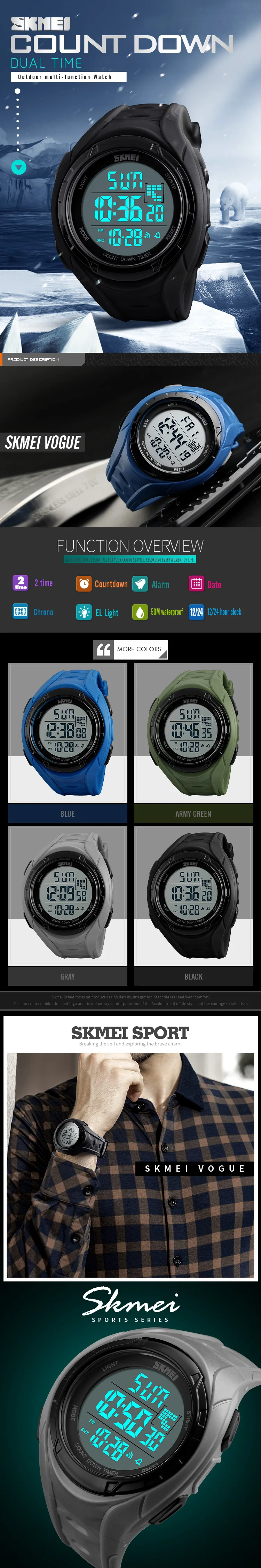 masculino esportes relógios digital led militar relógio