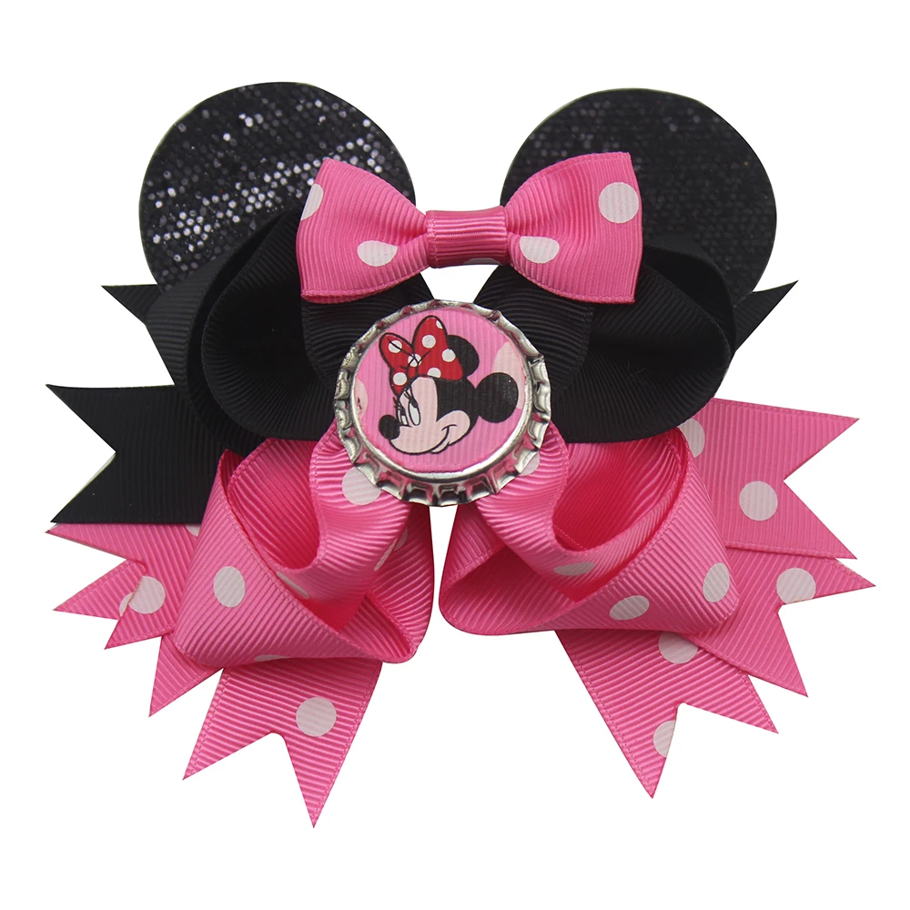 

5PCS Cartoon Girls Hair Bows with Clips Boutique Handmade Ribbon Hairpins sequins for girls gifts Hair Accessories