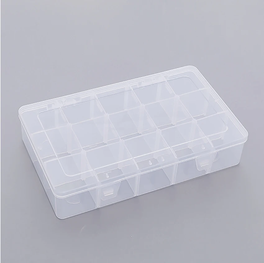 15 Grids Plastic Box Transparent Hair Clip Tape Eraser Small Toys Organizer Jewelry Storage Boxes Stationery Holder Case DIY