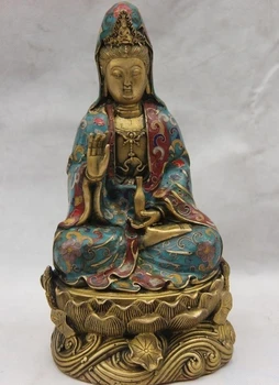 

Chinese Bronze Cloisonne Enamel Seat Kwan-yin Bodhisattva GuanYin Goddess Statue