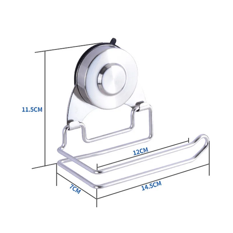 Водонепроницаемый держатель для полотенец из нержавеющей стали для ванной комнаты с пневматической присоской рулонной туалетной бумаги без сверления стены