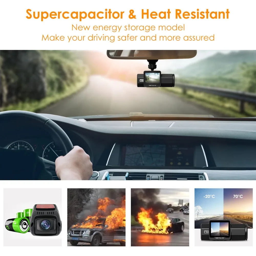 Vantrue T2 Dash Camera NT96655 Video Recorder 160 Degree View Wave Guard Packing Monitor Night Vision G-Sensor Car DVR Camera  (3)