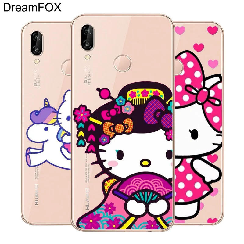

DREAMFOX M085 Cute Hello Kitty Soft TPU Silicone Case Cover For Huawei Honor 6A 6C 7X 9 10 P20 Lite Pro P Smart