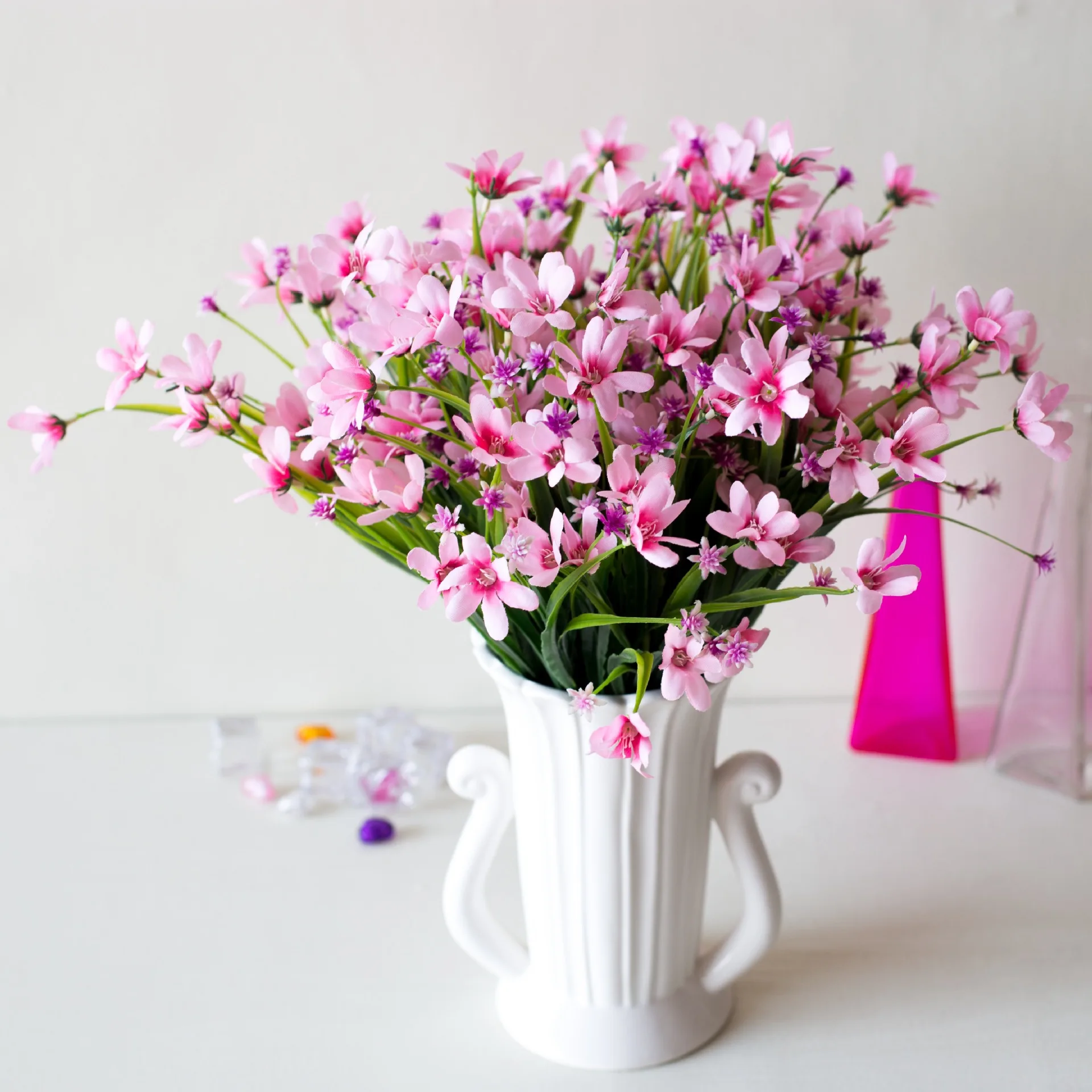 Miisoon 1 пучок искусственного пластика Орхидеи Завод искусственный цветок из шелка свадебный цветок расположение Свадебные украшения дома - Цвет: Розовый