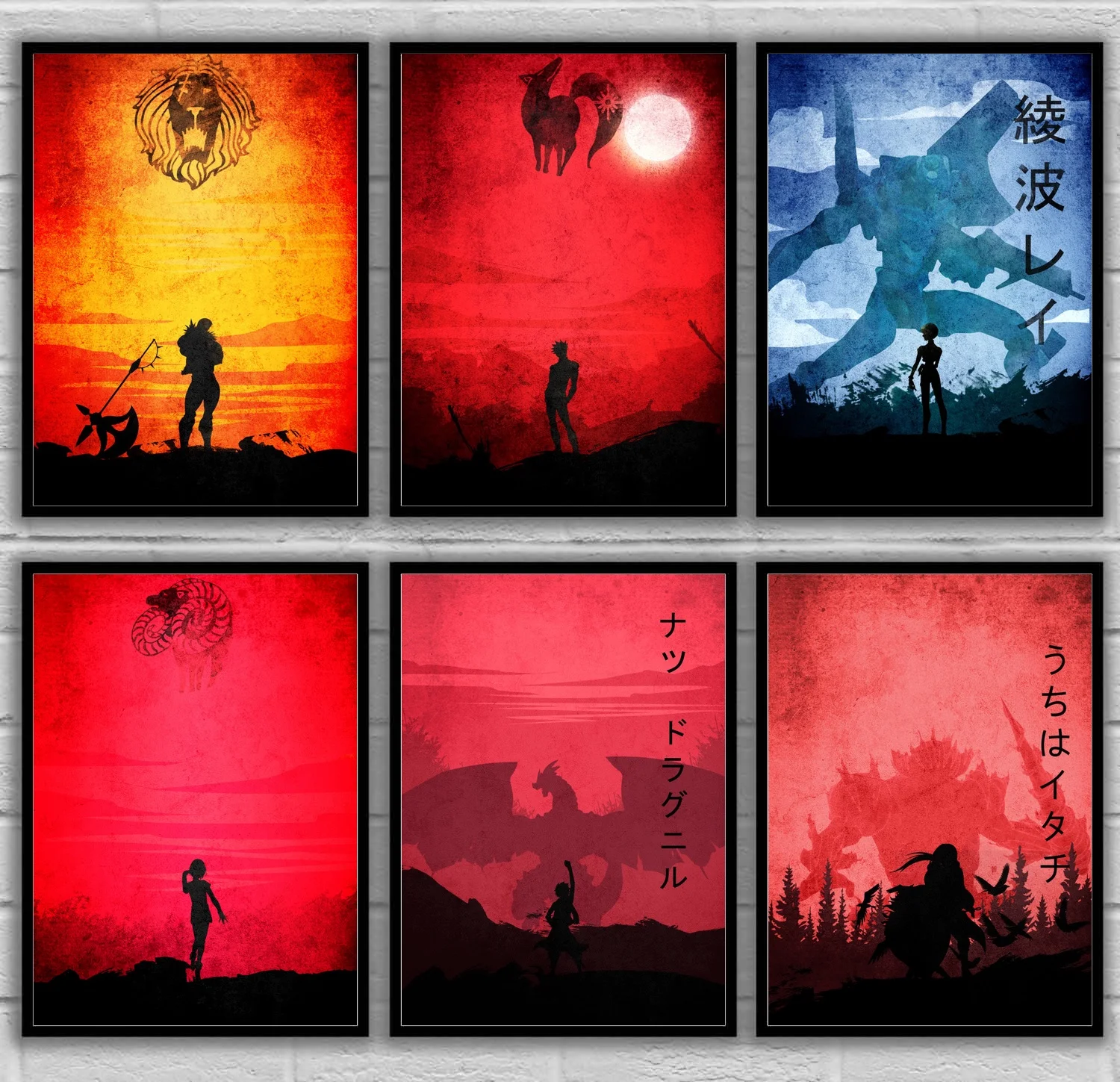 

Escanor Red Ban Red Itachi With Susano And Rei Blue Evangelion Rose Gowther Rose Natsu With Natsu Japanese Art Anime Poster