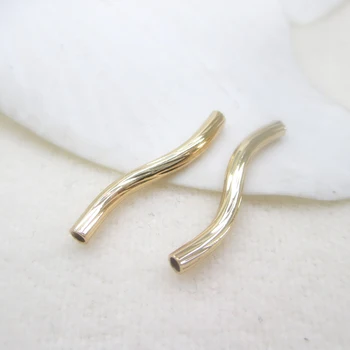 

20PCS 20x2MM Hole 1.3MM 24K Champagne Gold Color Plated Brass S Shape Tube for Bracelet High Quality Diy Jewelry Accessories