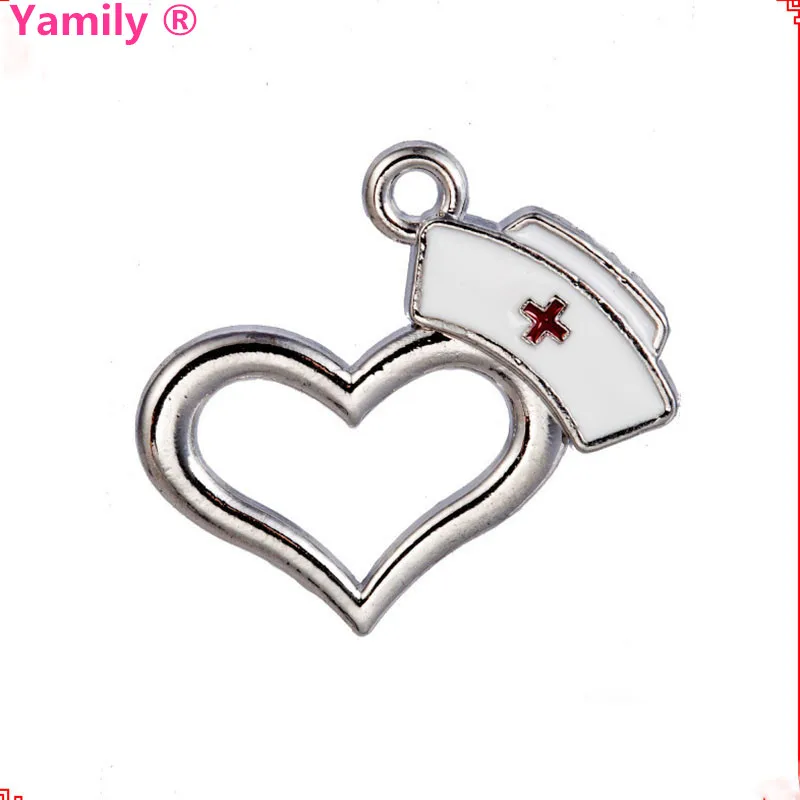 

Yamily 6pcs/ 23*21mm heart charm nurse cap charm pendant diy jewelry