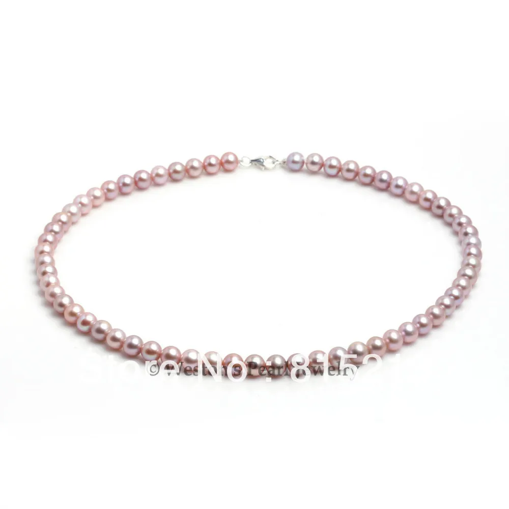 

ddh0070 AAA 6.5-7MM Natural White Cultured Freshwater Pearl necklace 925 Silver