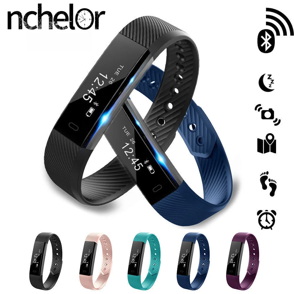 

ID115 Smart Wristbands Fitness Tracker Sleep Monitor Pedometer Bluetooth Smartband IP67 Waterproof Smart Bracelet for Xiaomi IOS