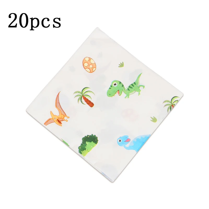 16pcs/lot Jungle theme party Dinosaur Cake Topper DIY cake Decoration Baby Shower Birthday party supplies Cake flag - Цвет: paper napkin 20pcs