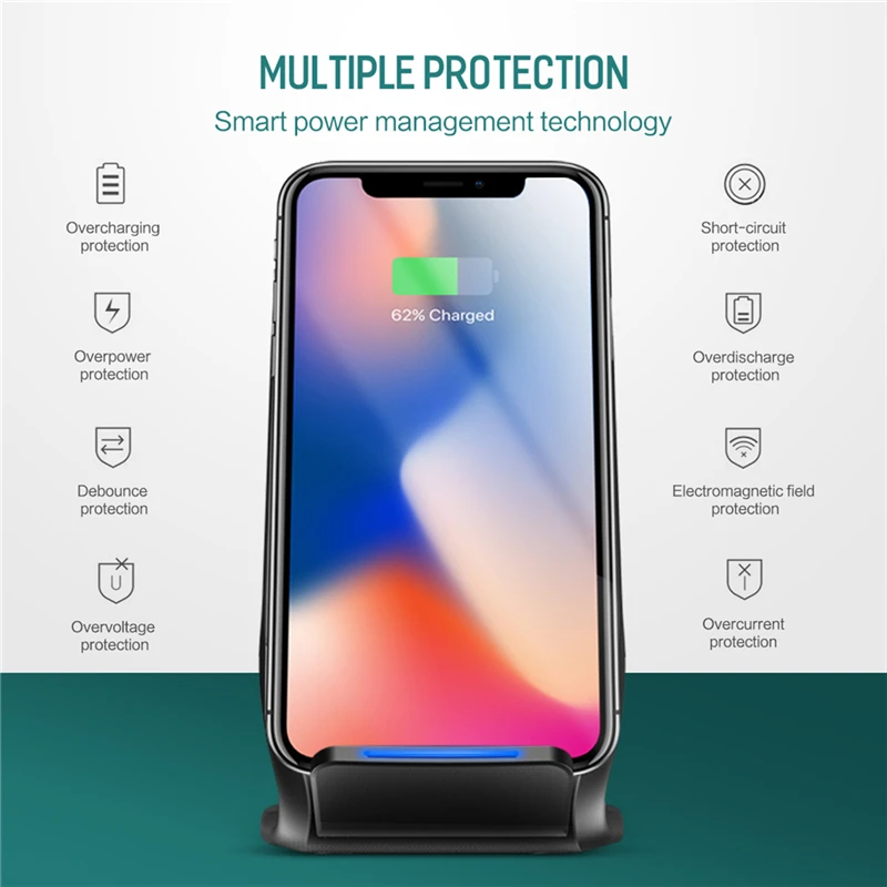 ROCK Qi Wireless Charger For iPhone X 8 10 Samsung Note 8 S8 Plus S7 S6 Phone Fast Wireless Charging 10W Docking Dock Station