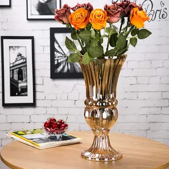 

Medium size glass vase transparent glass handicraft vase water culture rich bamboo Lily living room decoration