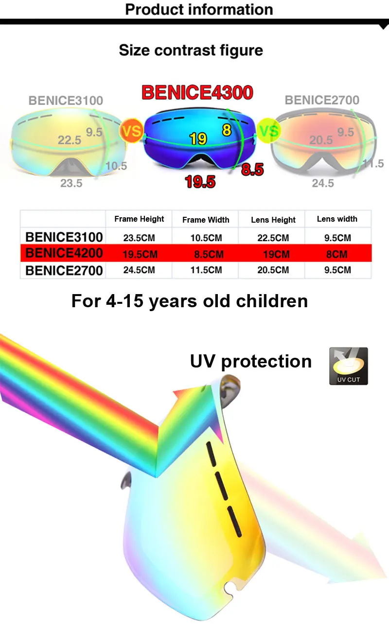 Детские лыжные очки UV400 Анти-туман сноуборд очки двойные линзы лыжные снежные очки маска для катания на лыжах Зимние Детские лыжные очки