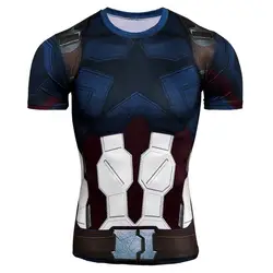 Фитнес футболка Для мужчин Мстители 3 Косплэй Капитан Америка 3D принтом, компрессионные футболки быстросохнущая футболка плюс Размеры 4XL