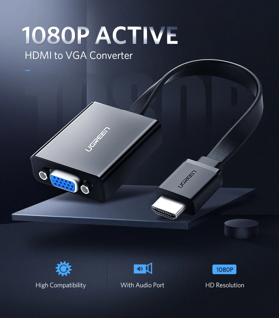 Ugreen 1080P HDMI в VGA адаптер цифро-аналоговый аудио конвертер кабель для Xbox 360 PS3 PS4 ПК ноутбук ТВ приставка к проектору