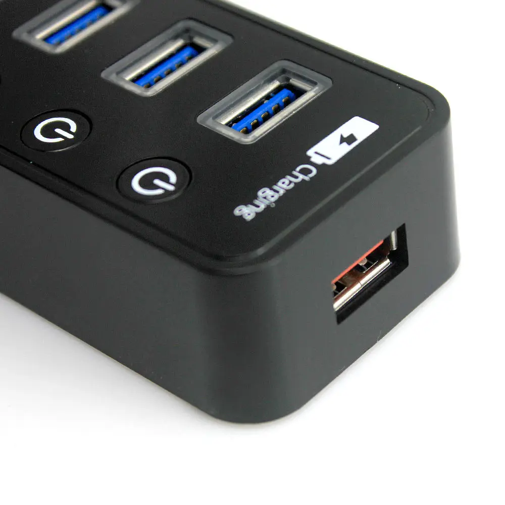 USB Hub, leadzoe USB разветвитель с 7 USB 3,0 концентратор Порты и разъёмы и 1 Зарядка через usb Порты и разъёмы и 5 В 2A Мощность с 8 отдельные Мощность