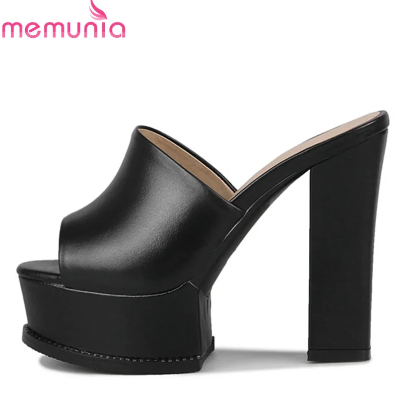 

MEMUNIA 2019 top quality genuine leather shoes women sandals open toe high heels platform shoes rome fashion party shoes woman