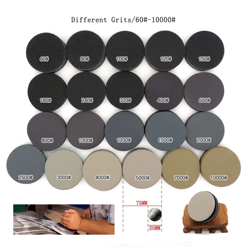Details about   3 Inch 75mm Round Abrasive Sandpaper 60-10000 Grit Flocking Disc Sandpaper 