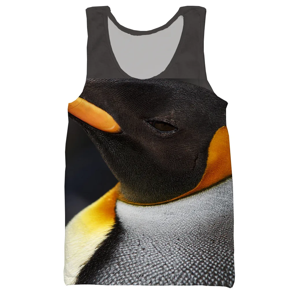 Animal King penguin 3D printed unisex tank top for men fashion cool summer tank top work out men women tank tops halter tank top