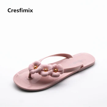 

Cresfimix women casual beach flip flops female cute soft and comfortable floral flip flops lady cool & leisure jelly flip flops